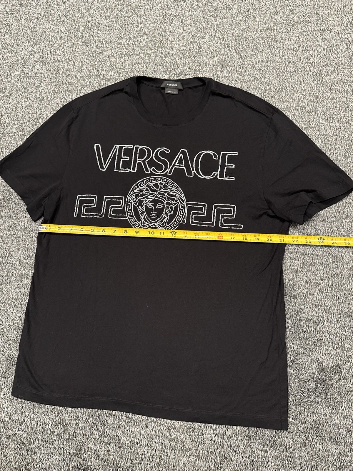 Versace Embroidered T Shirt Mitchel Black Crew Neck Short Sleeve Mens Size Large