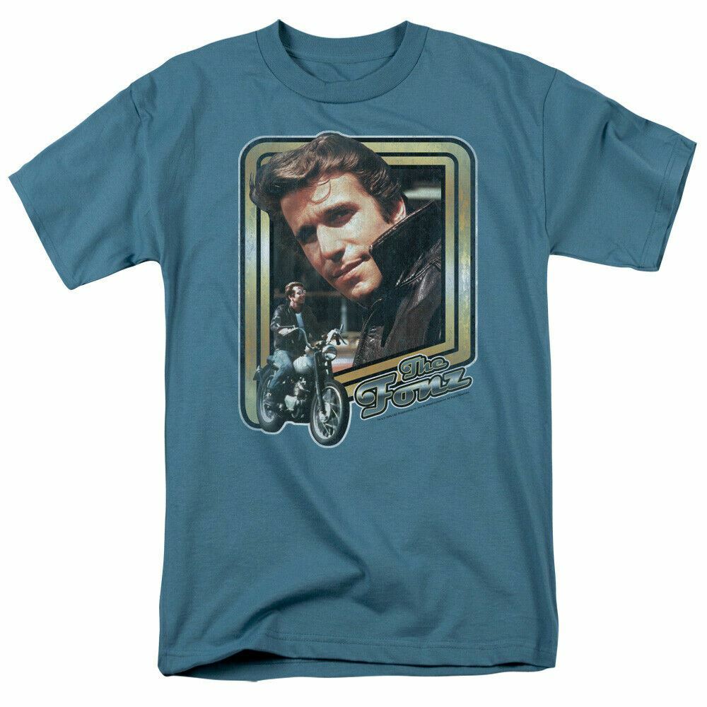 Happy Days The Fonz T Shirt Mens Fonzie Licensed Classic TV Show Slate