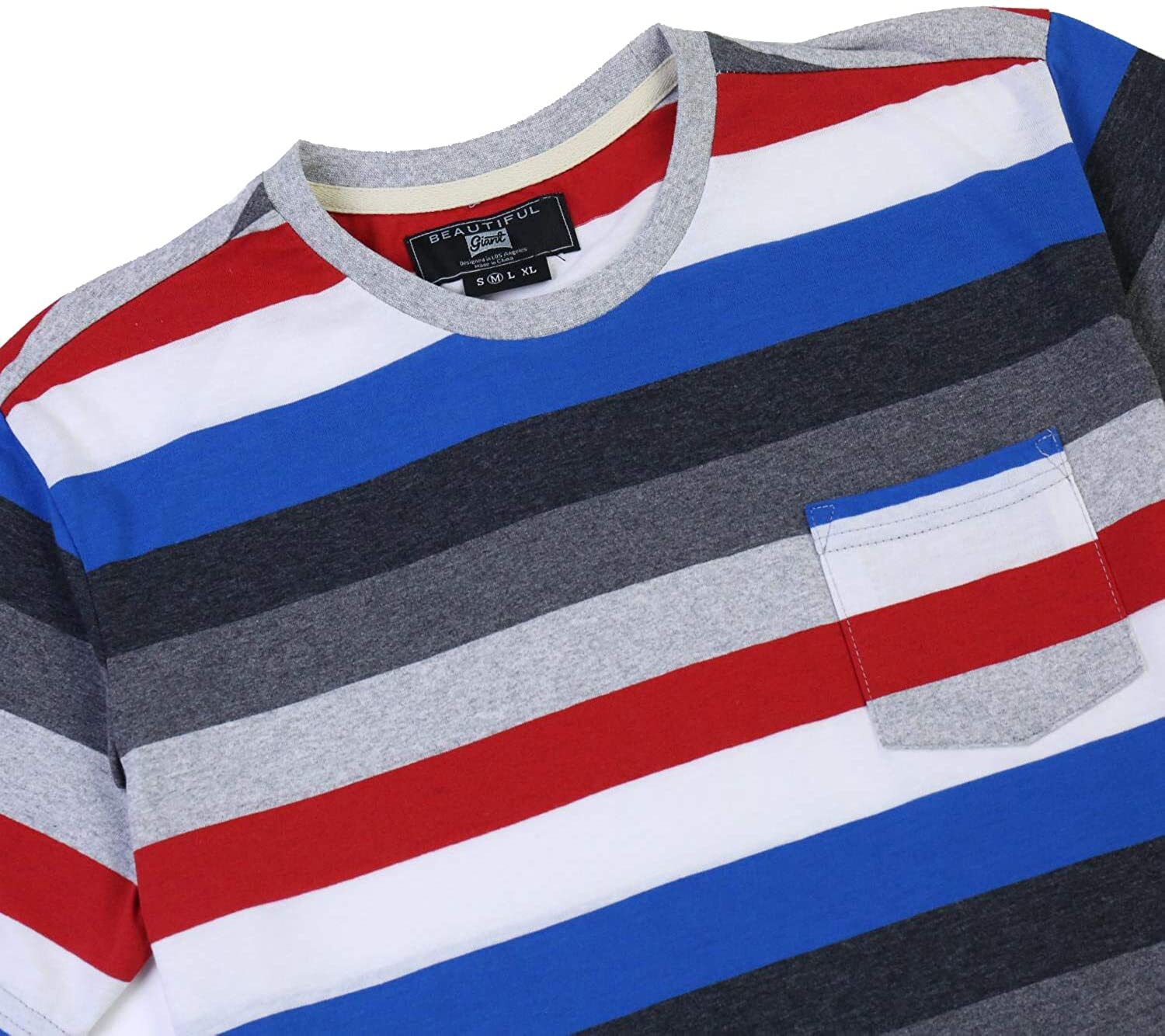 NWT &lsquo;Beautiful Giant&rsquo; Men&rsquo;s Short Sleeve T-Shirt Comfort Soft Striped (Size M)