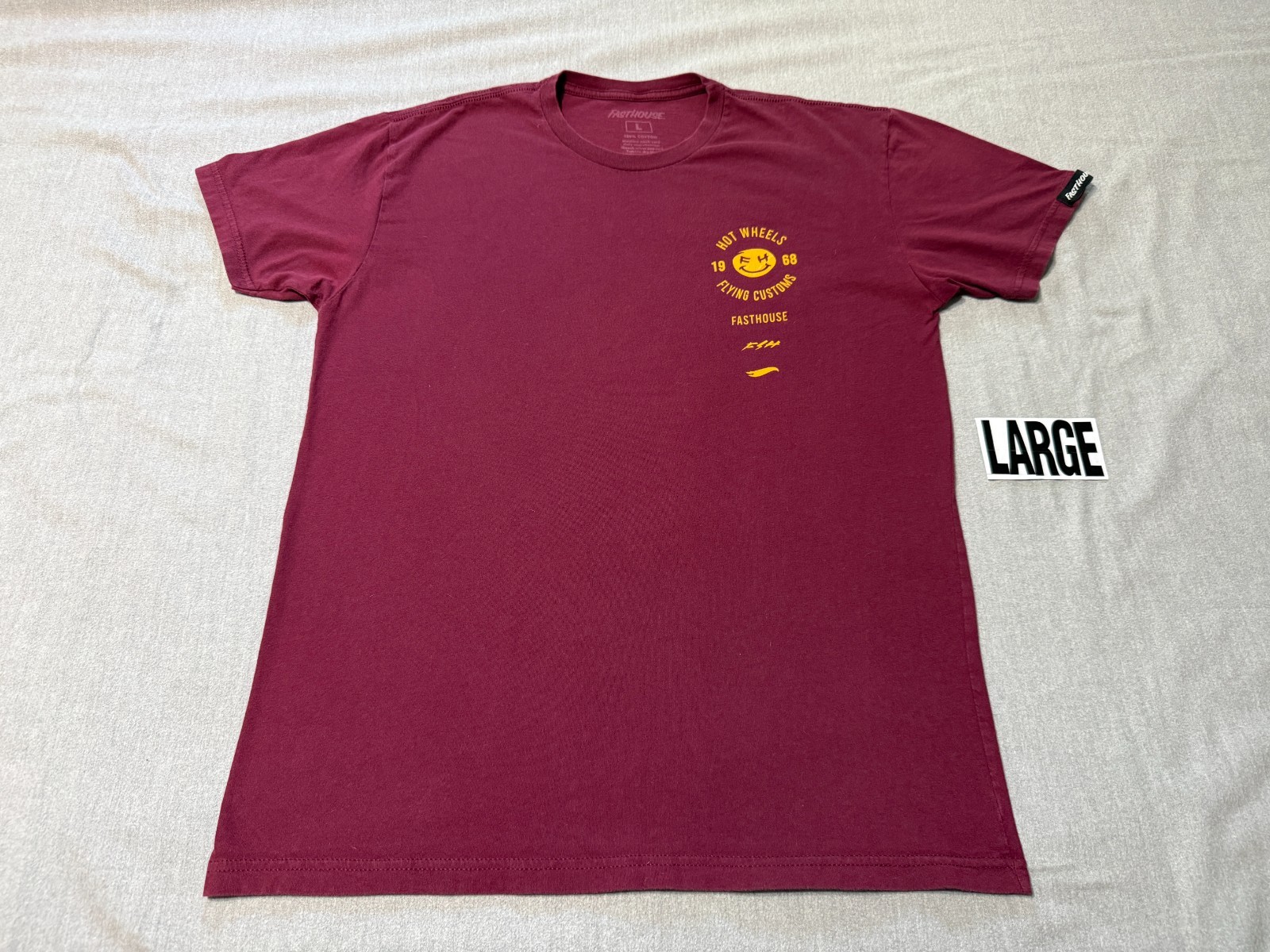 FASTHOUSE – Men&rsquo;s Short Sleeve L – LARGE – Burgundy – FAST HOUSE F/H Hot Wheels