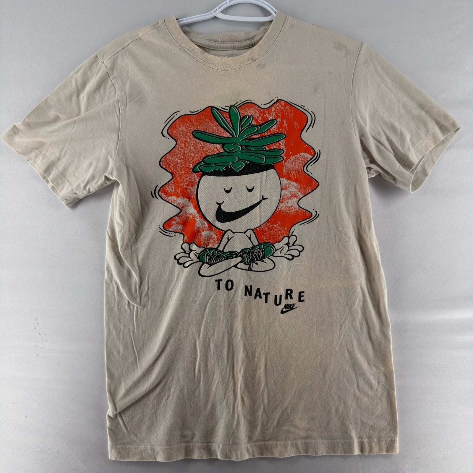 0918 Nike &lsquo;To Nature&rsquo; Graphic T-Shirt Beige (stains near collar)