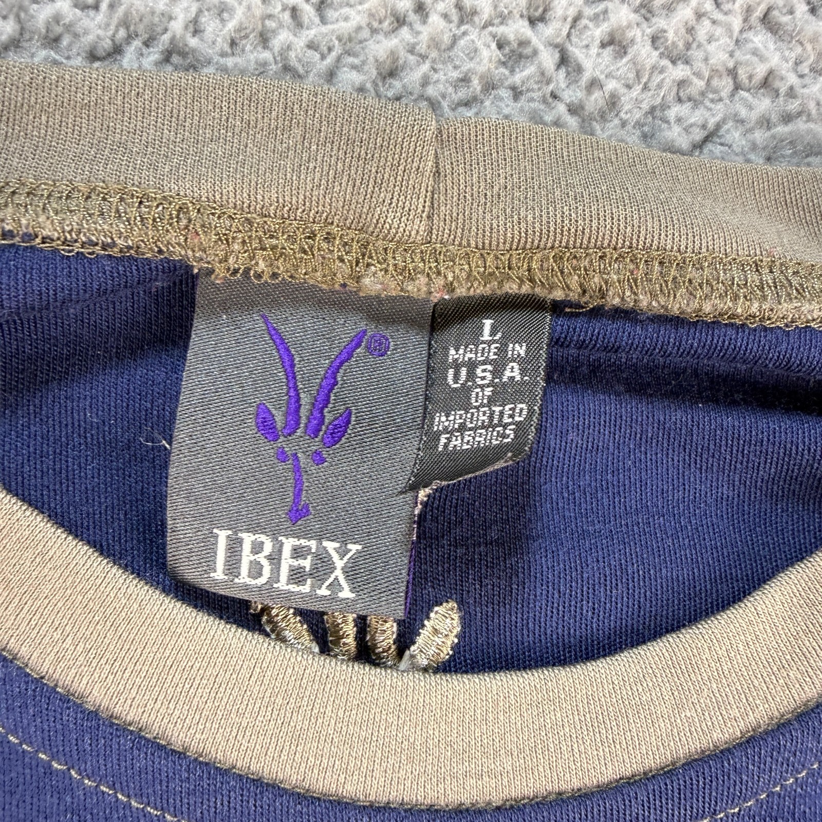 Ibex Superwashed Merino Wool Long Sleeve Shirt Men’s Large L Top Blue Hiking USA