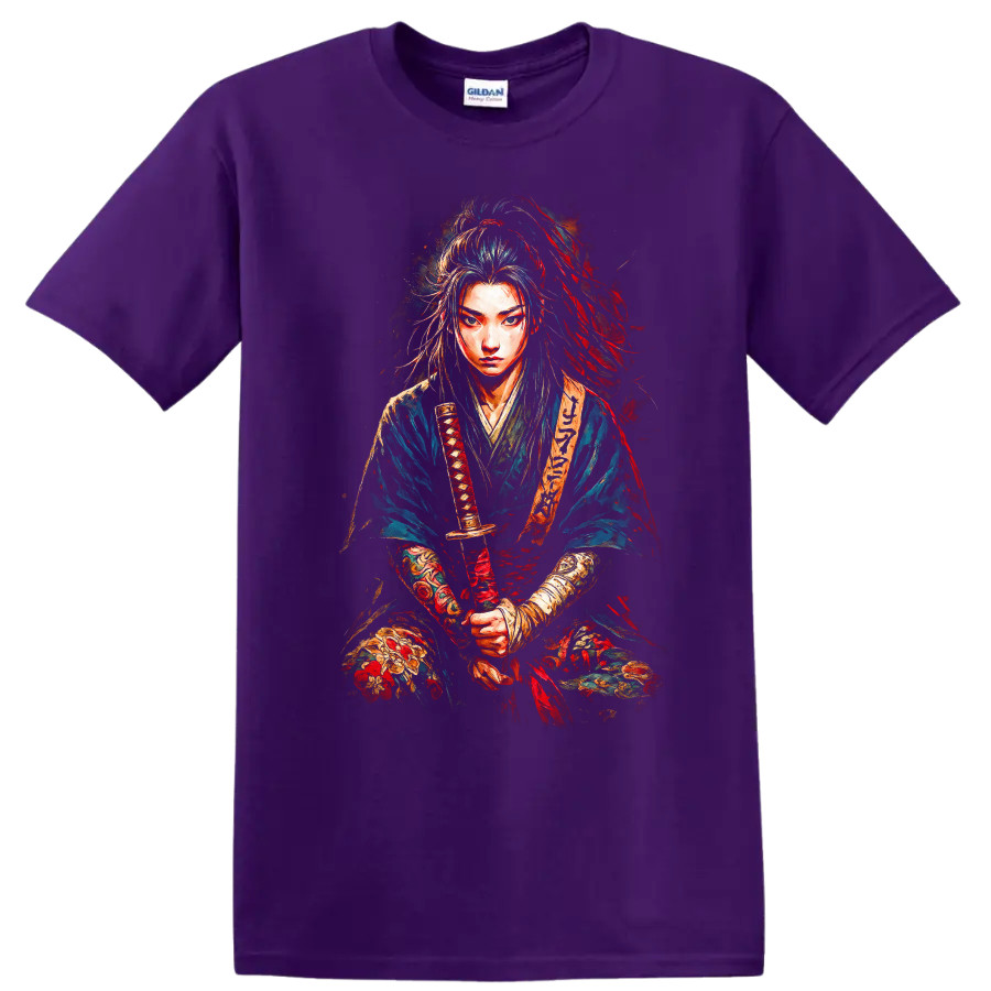 Japanese Warrior T Shirt Samurai Graphic Art Design Tee for Anime Lovers