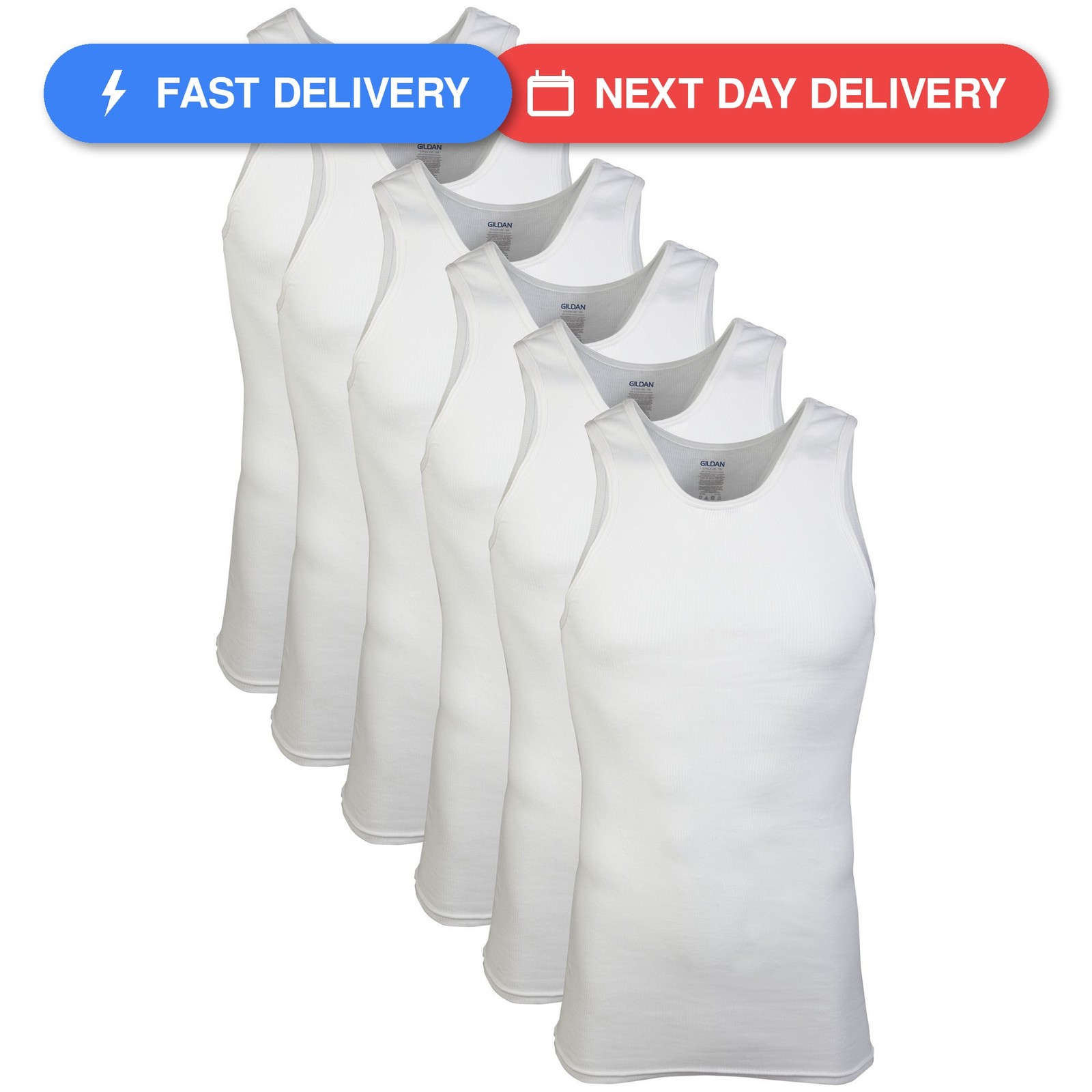 Gildan Men&rsquo;s A-shirt Tanks, Multipack, Style G1104, White 6 Pack, XX-Large