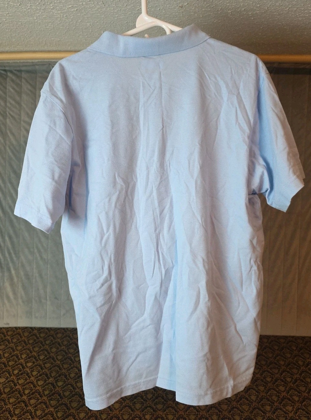 Columbia Men’s Size Large Baby Blue Short Sleeve Polo Shirt – White Stitched