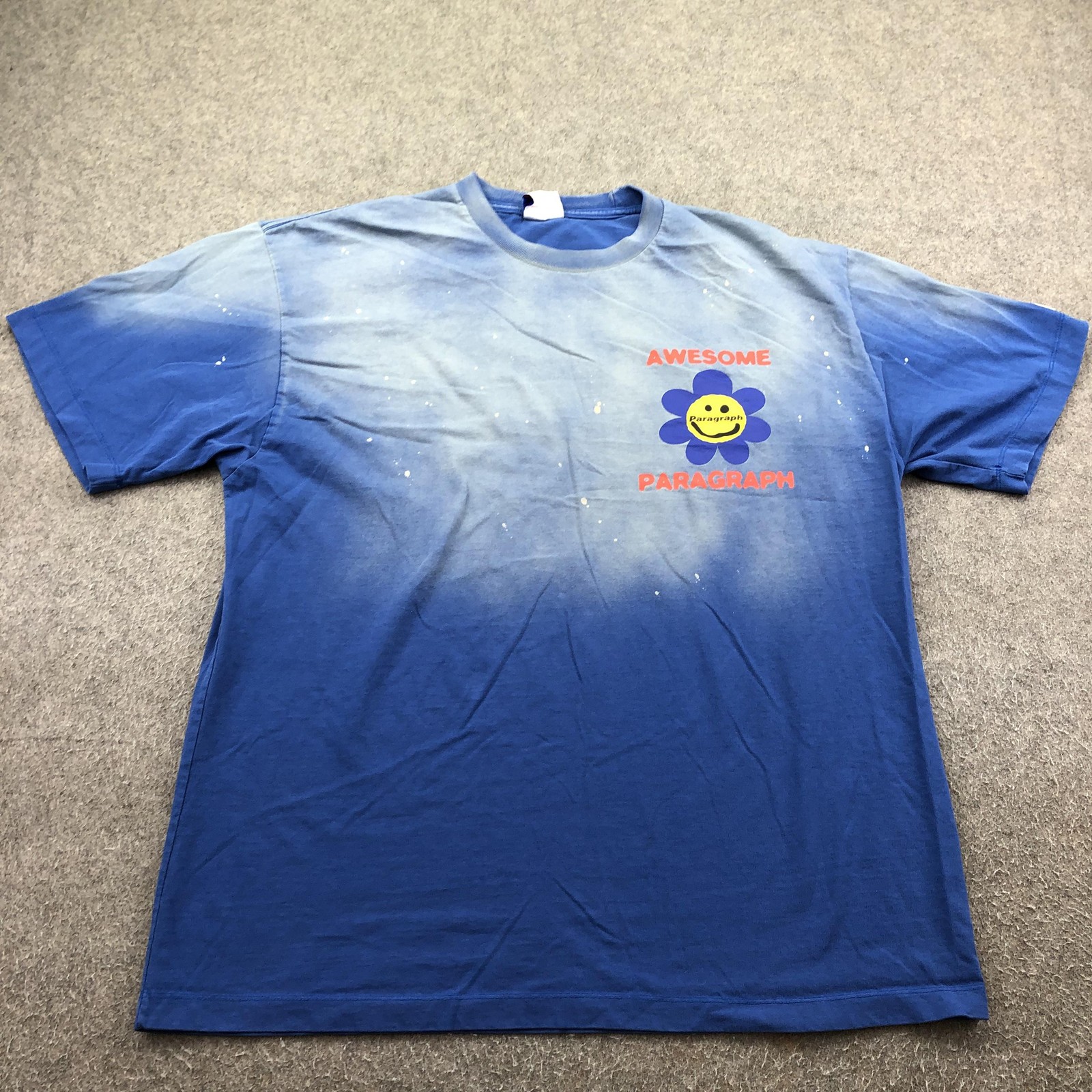 Paragraph Shirt Mens XL Blue Awesome Smiley Flower Double Sided Japan Faded