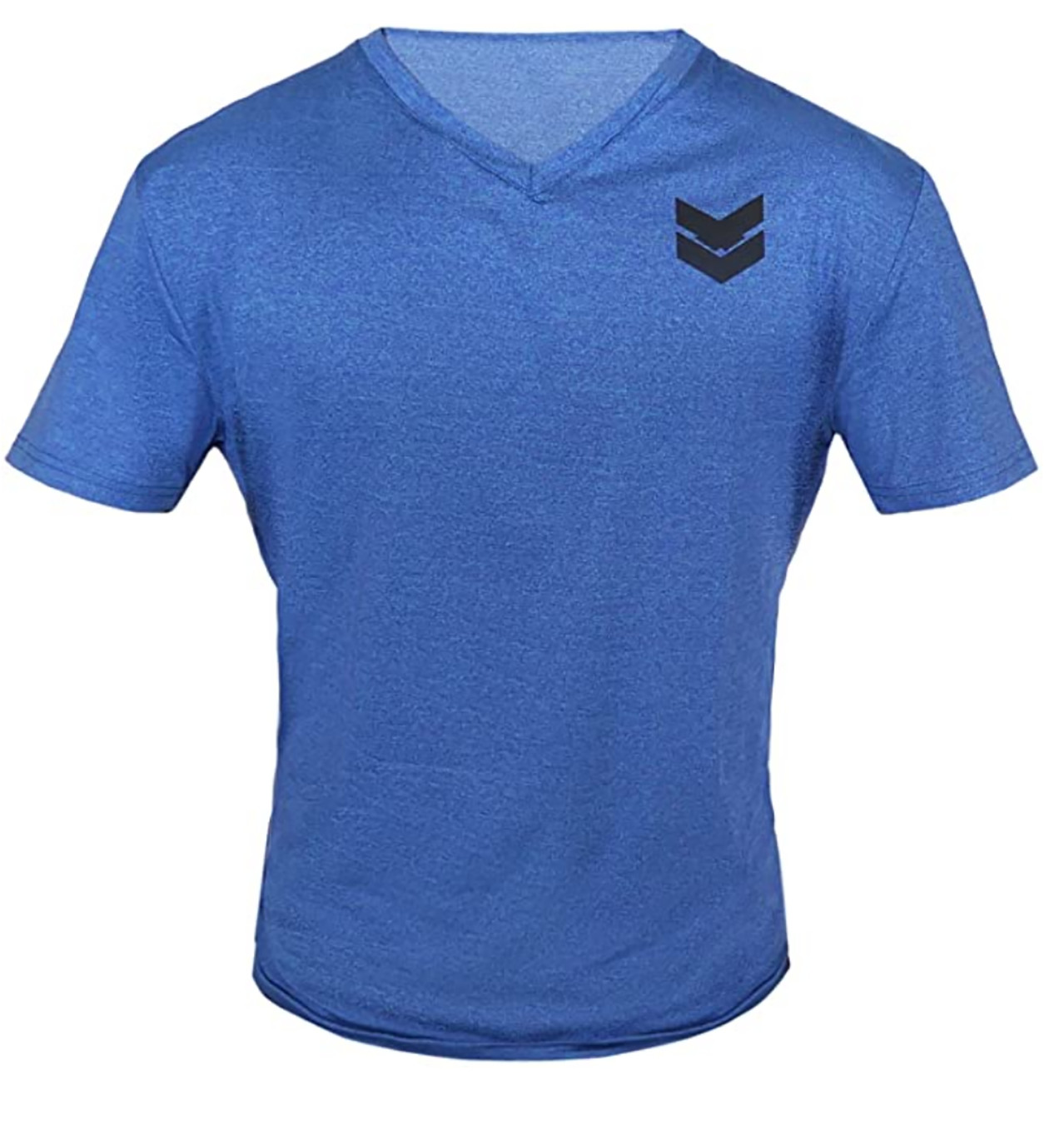 Flux Men&rsquo;s Phenom V-Neck Stretchy Tee with WickTech, Regular Fit (L, Blue)