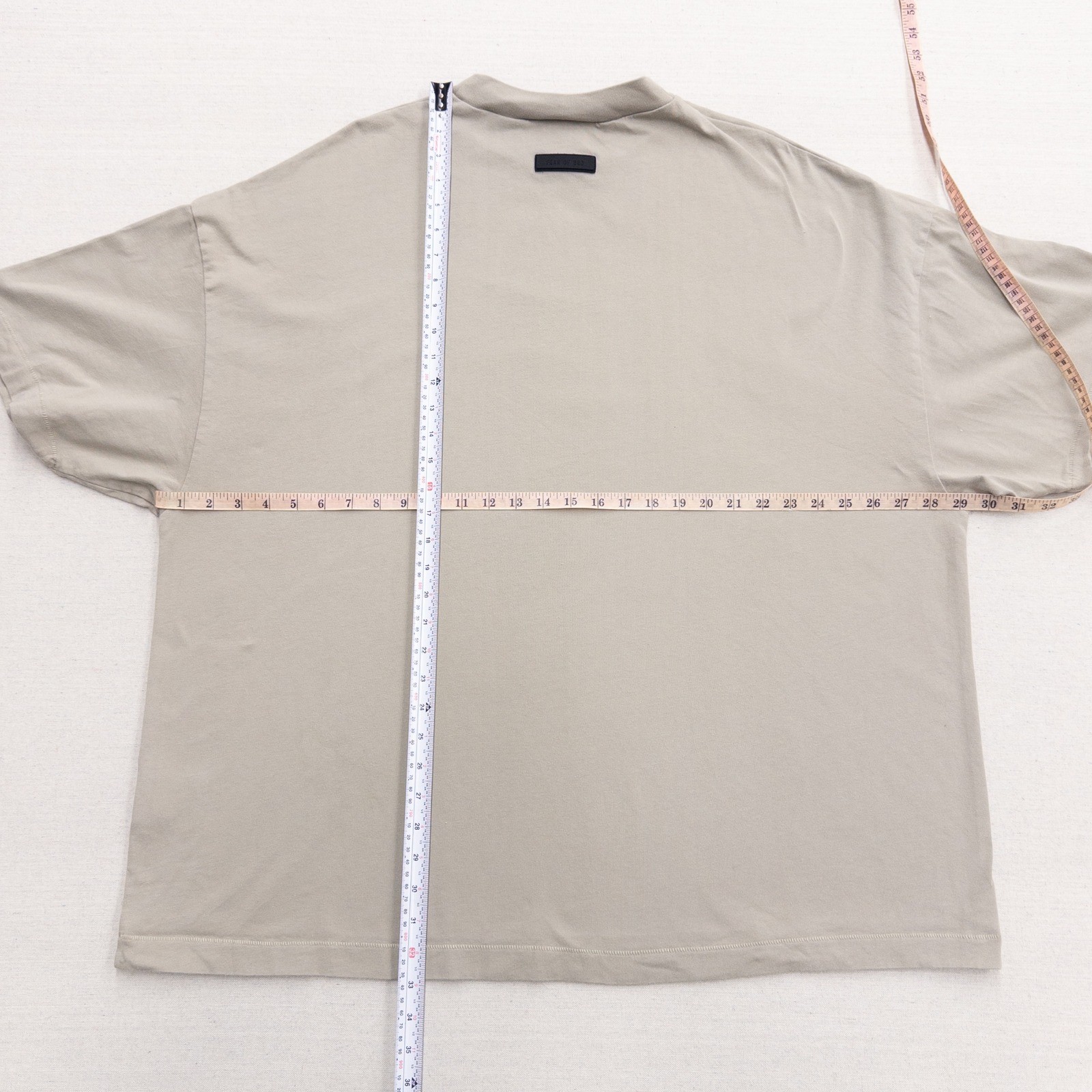 Fear of God Essentials Mens Oversized T-Shirt Taupe Tan Logo Patch Size L