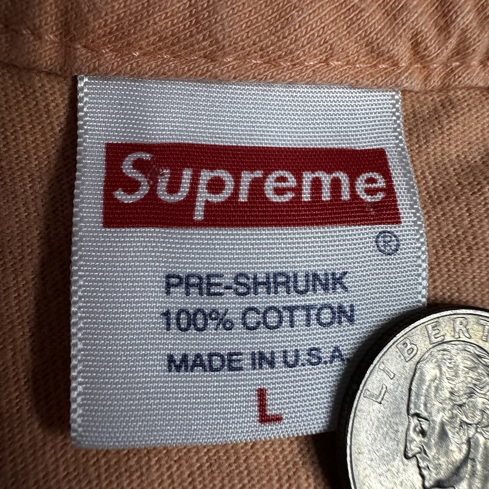 Supreme Wind Tee Shirt Mens Large Peach Y2K Skate Graphic Made USA SS21