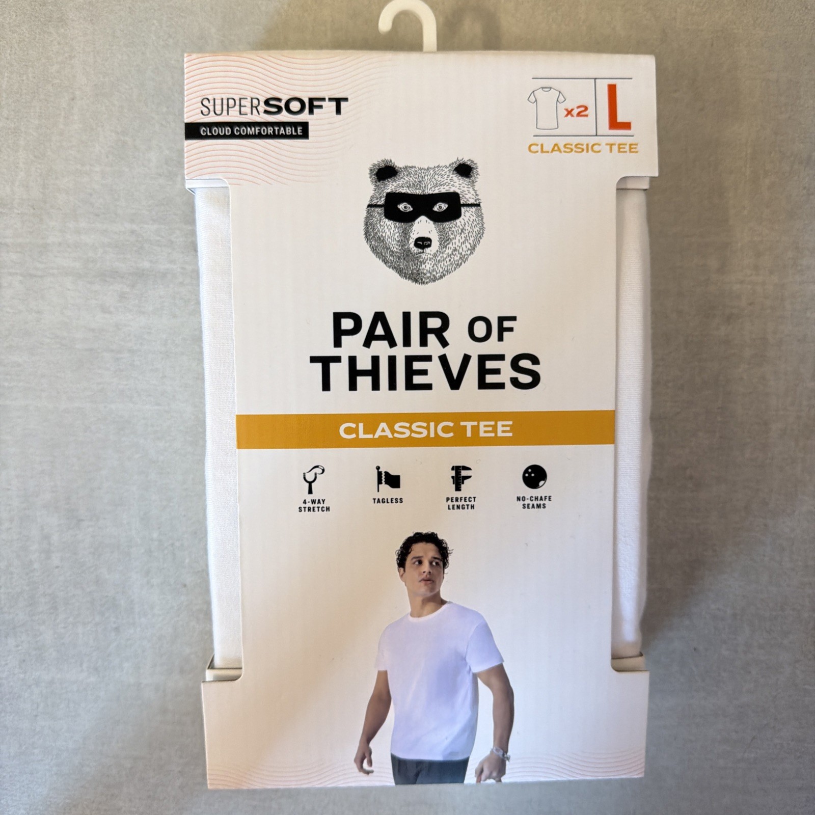 Pair of Thieves Men&rsquo;s Classic White Soft Tee T Shirt 2 Pack Size L Large NEW