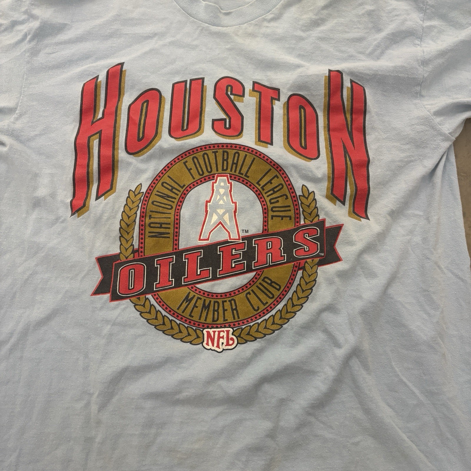 Vintage 90s Houston Oilers Member Club NFL Nutmeg T-Shirt Size XL