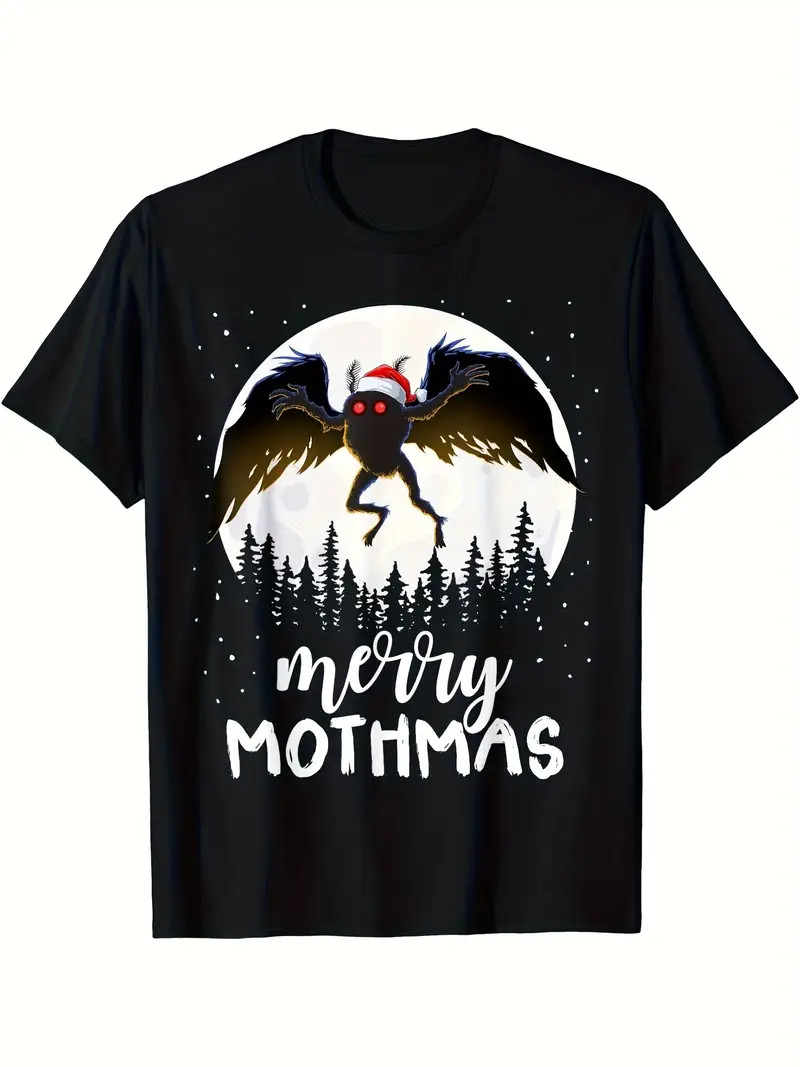 Men&rsquo;s Mothman Cryptid T-Shirt – Merry Mothmas Folklore Design with West Virginia
