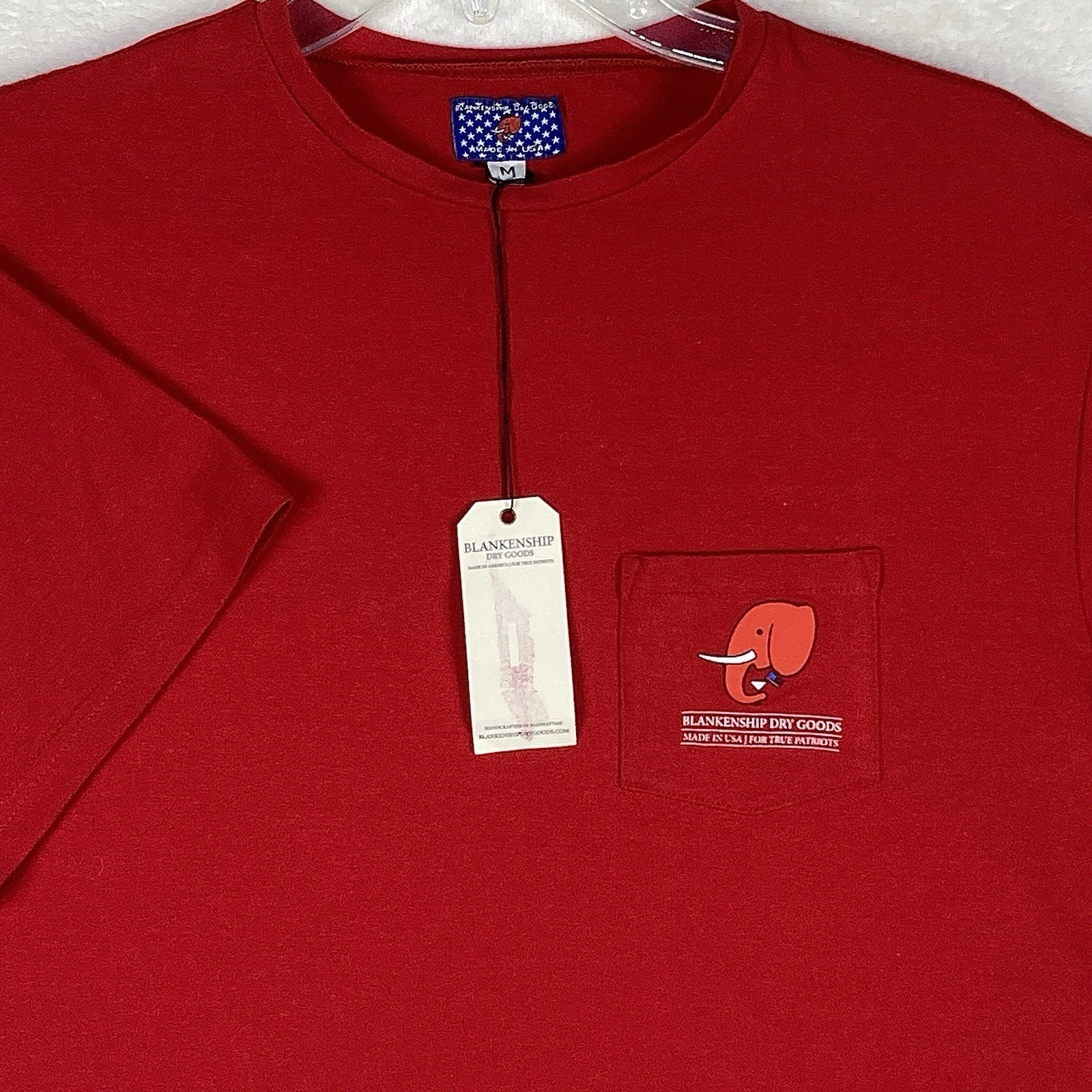 Blankenship Dry Goods Tshirt Men M Red Shark Jaws Elephant Pocketed Surf USA