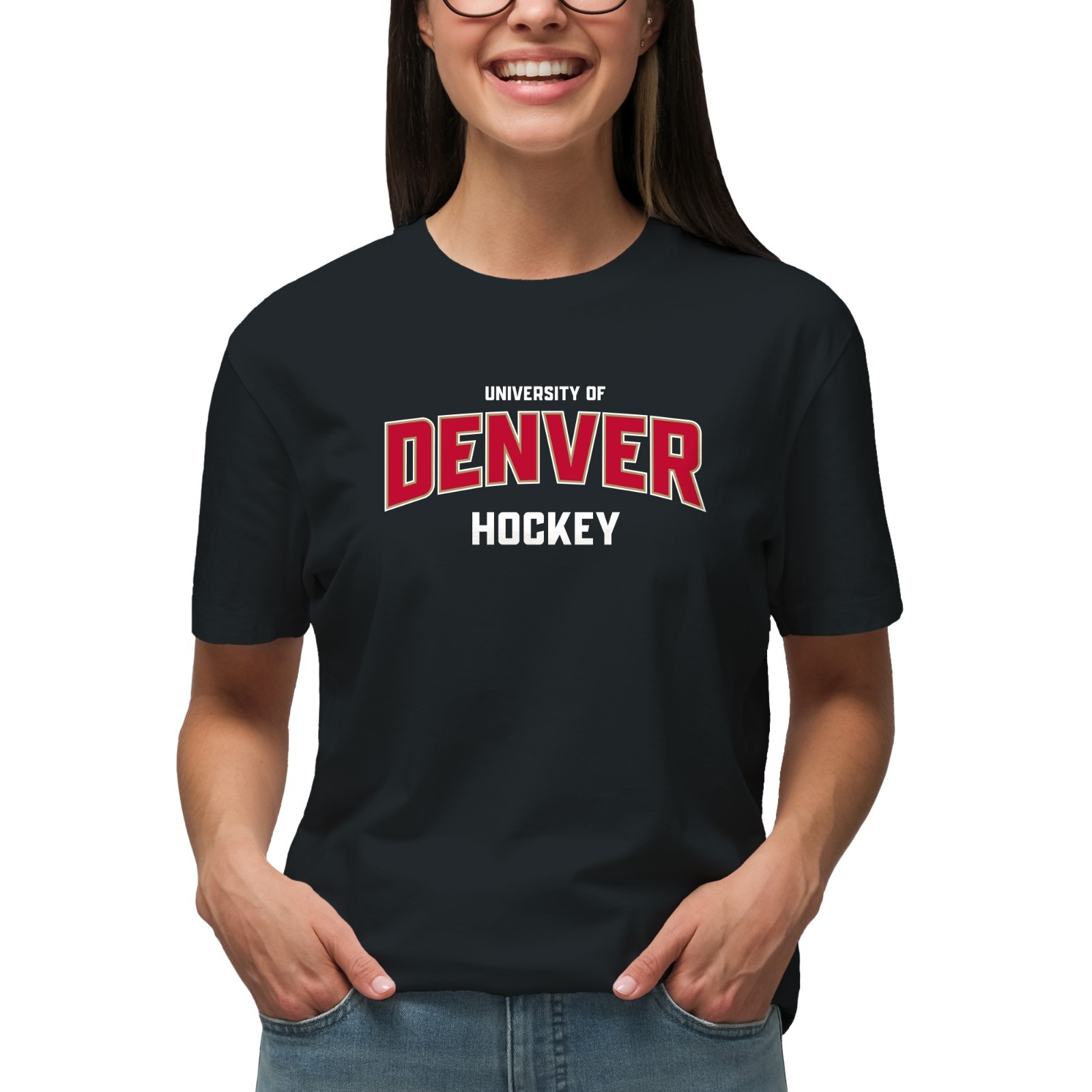 UGP Campus Apparel NCAA University Denver Arch Logo Hockey Sports Team T-Shirt