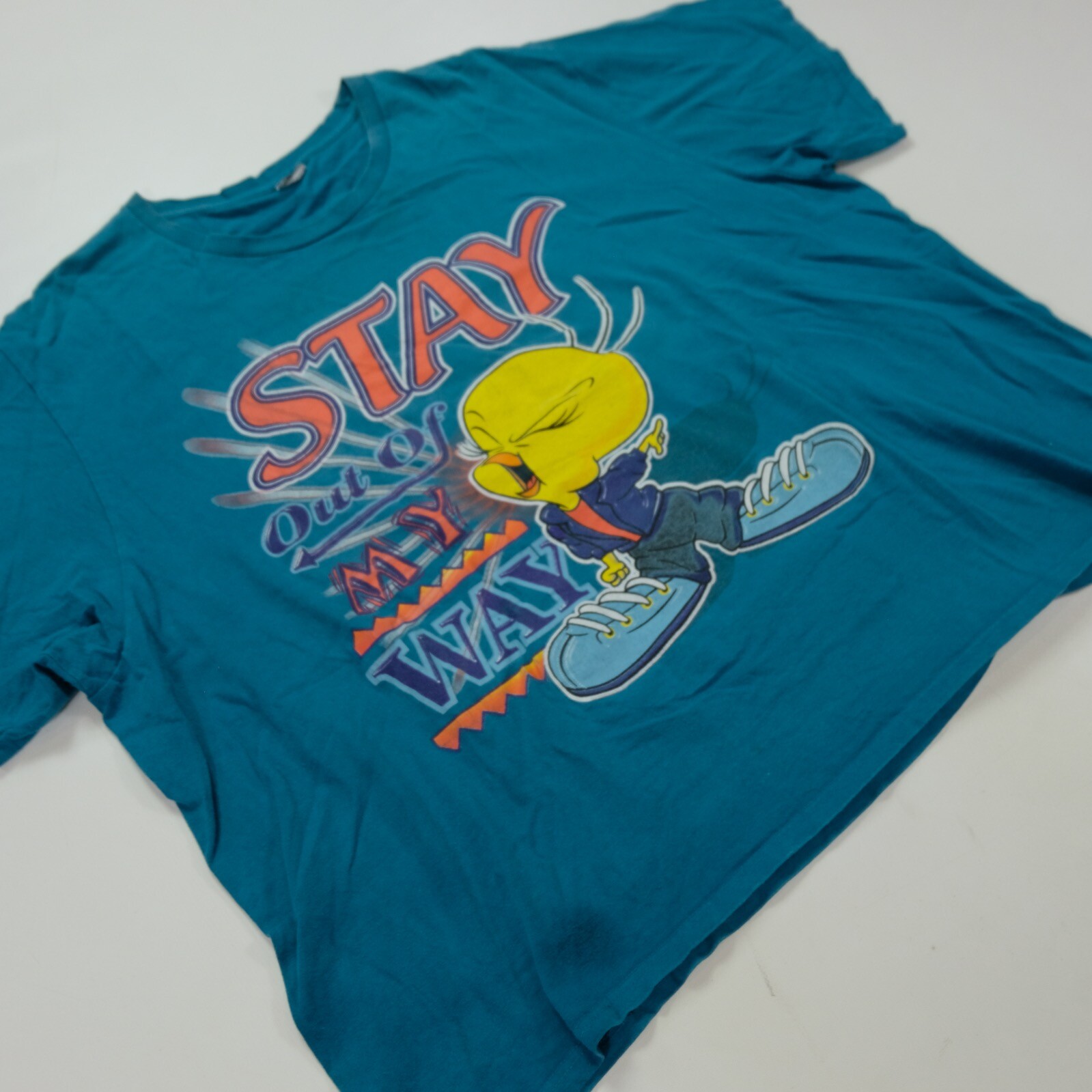 Rare Vintage Tweety Bird Stay Out Of My Way Sylvester Looney Tunes T Shirt 90s