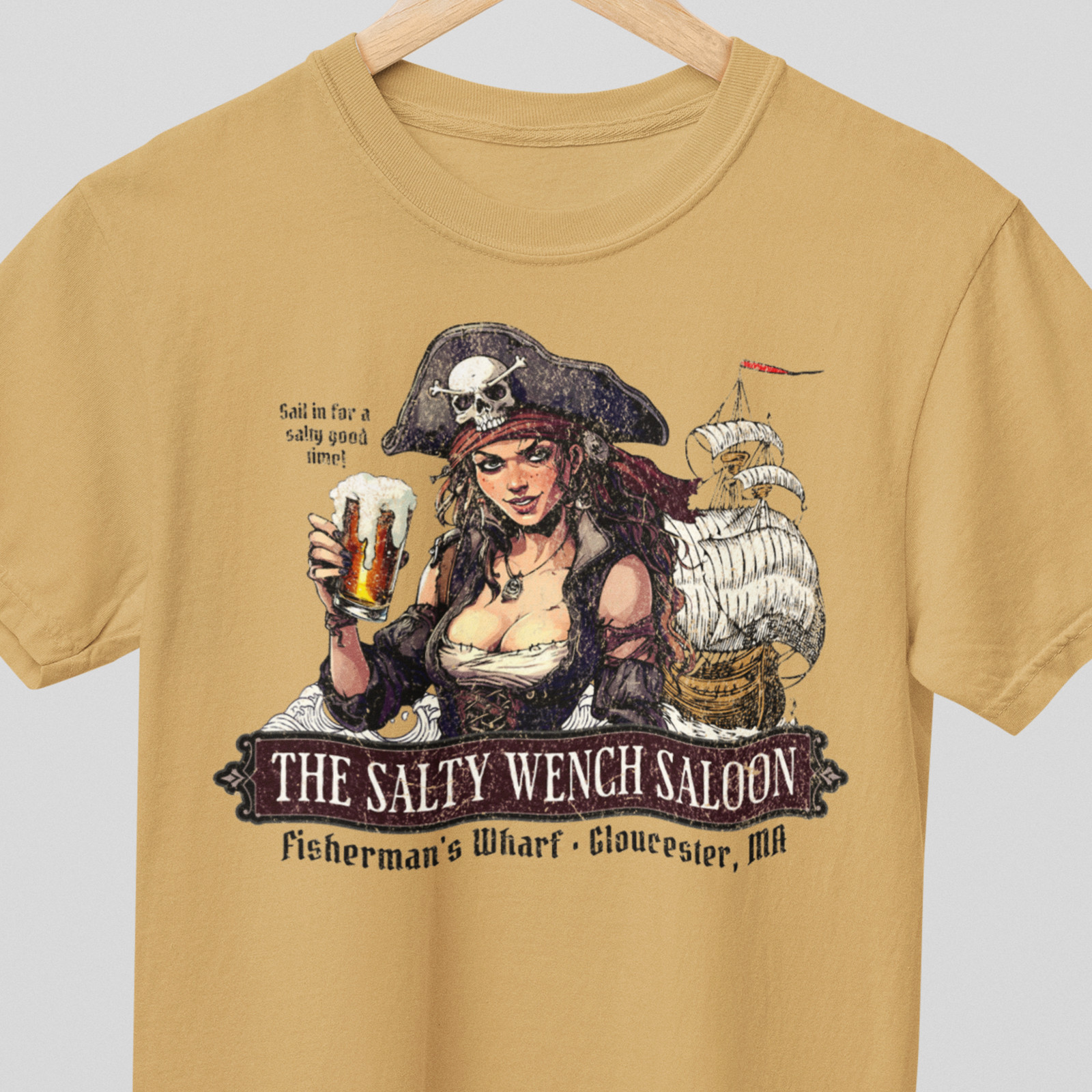 Salty Wench Dive Bar T-Shirt, Lady Pirate Saloon Drinkers Tee, Dive Bar Shirt