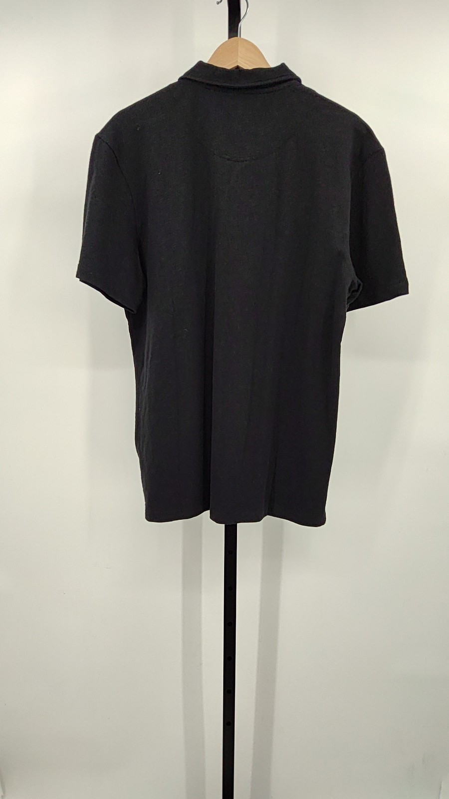 Quince Men 100% Organic Cotton Slub Polo Bold Black Sleeved Top L