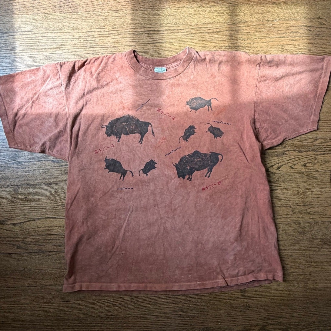 Vtg Andrea Bragg Designs 90&rsquo;s Distressed Buffalo Graphic Tee Size XXL