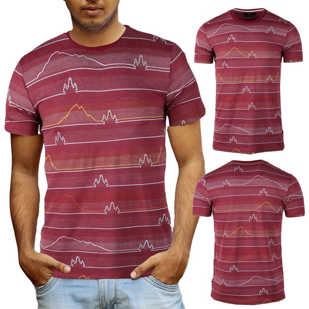 Beautiful Giant Men&rsquo;s Striped Cotton T-shirt Jacquard Regular Outdoor