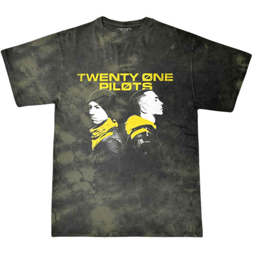 Men&rsquo;s Twenty One Pilots Back To Back (Dip-Dye) Tie Dye T-shirt X-Large Green