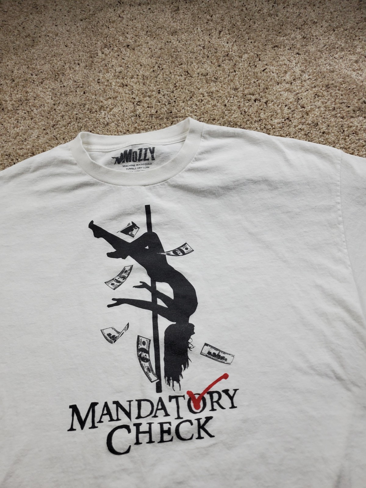 Mozzy Mandatory Check T Shirt Mens 2XL Hip Hop Graphic Rap Tee T-Shirt Crewneck