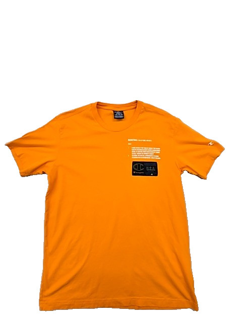 Champion Men&rsquo;s T-Shirt Orange Short Sleeve Size S Labelless Cotton Logo