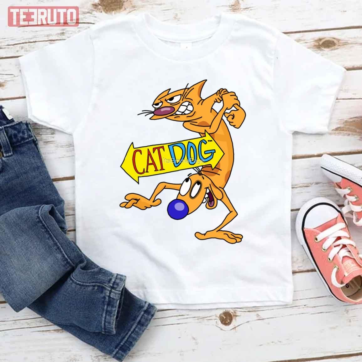 Cat Daawwwgg Catdog Funny Cartoon Unisex T-Shirt – S-5XL