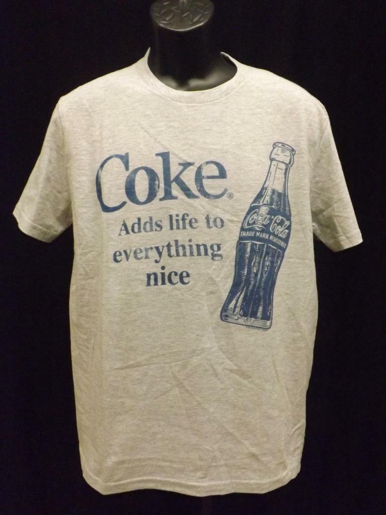 New Coca Cola Coke « Adds Life to Everything Nice » Mens Size M Medium Gray Shirt