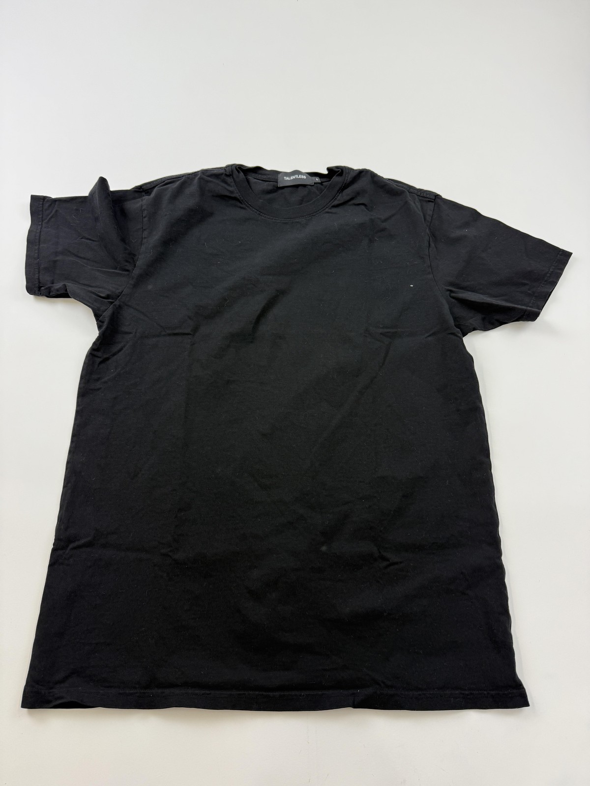 Talentless Shirt Mens Large Black Solid Cotton Tee Crewneck Basic Casual Jersey