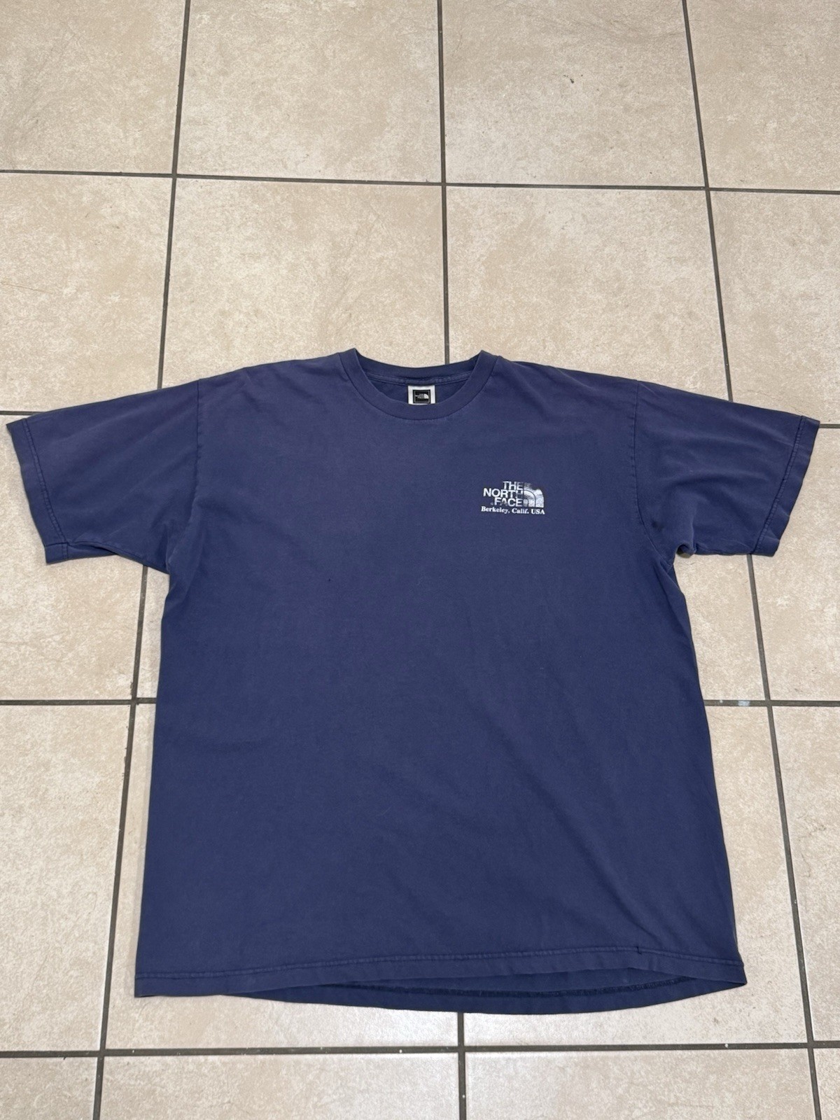The North Face Men&rsquo;s Blue Knit Double-Sided Graphic Logo Crew Neck T-Shirt L