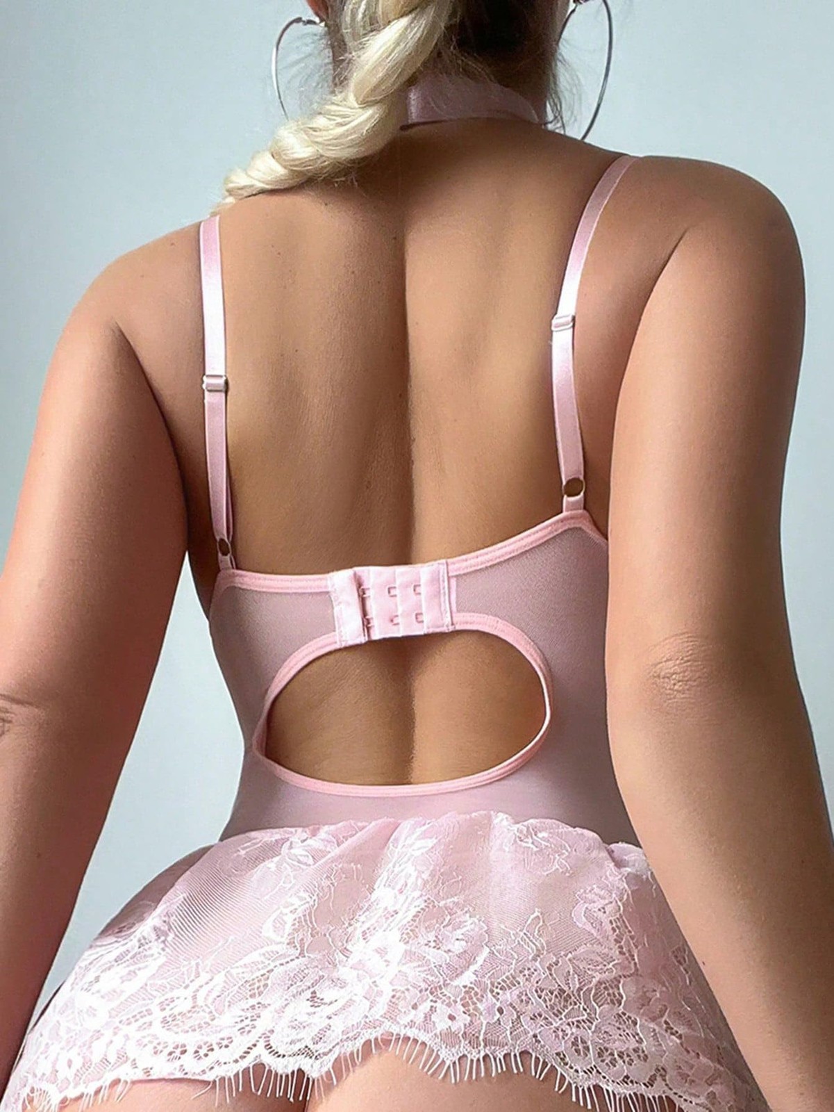 Sexy Choker Corset Underwire Lace Sheer Garter Stockings Babydoll Lingerie Se…
