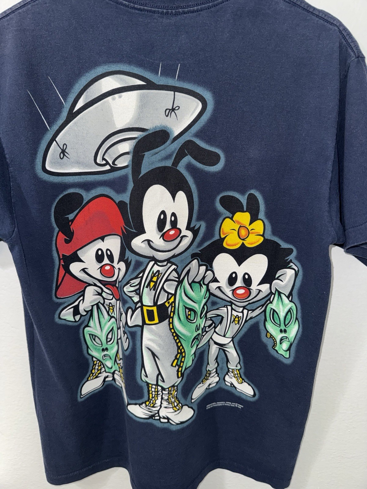 Vintage 1996 Animaniacs Alien UFO Double Sided T Shirt Large 20×26.5