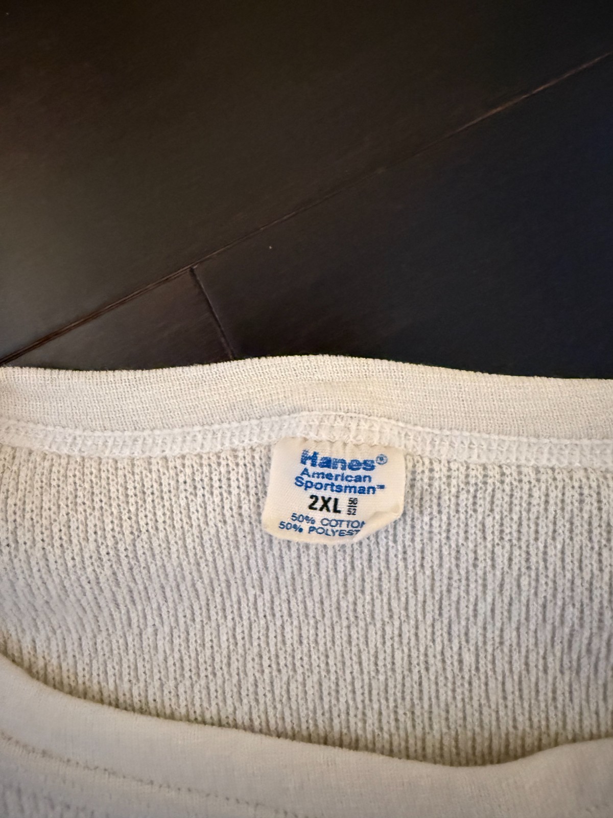 Vintage 80s Hanes American Sportsman Thermal Shirt Mens 2XL Waffle Knit White