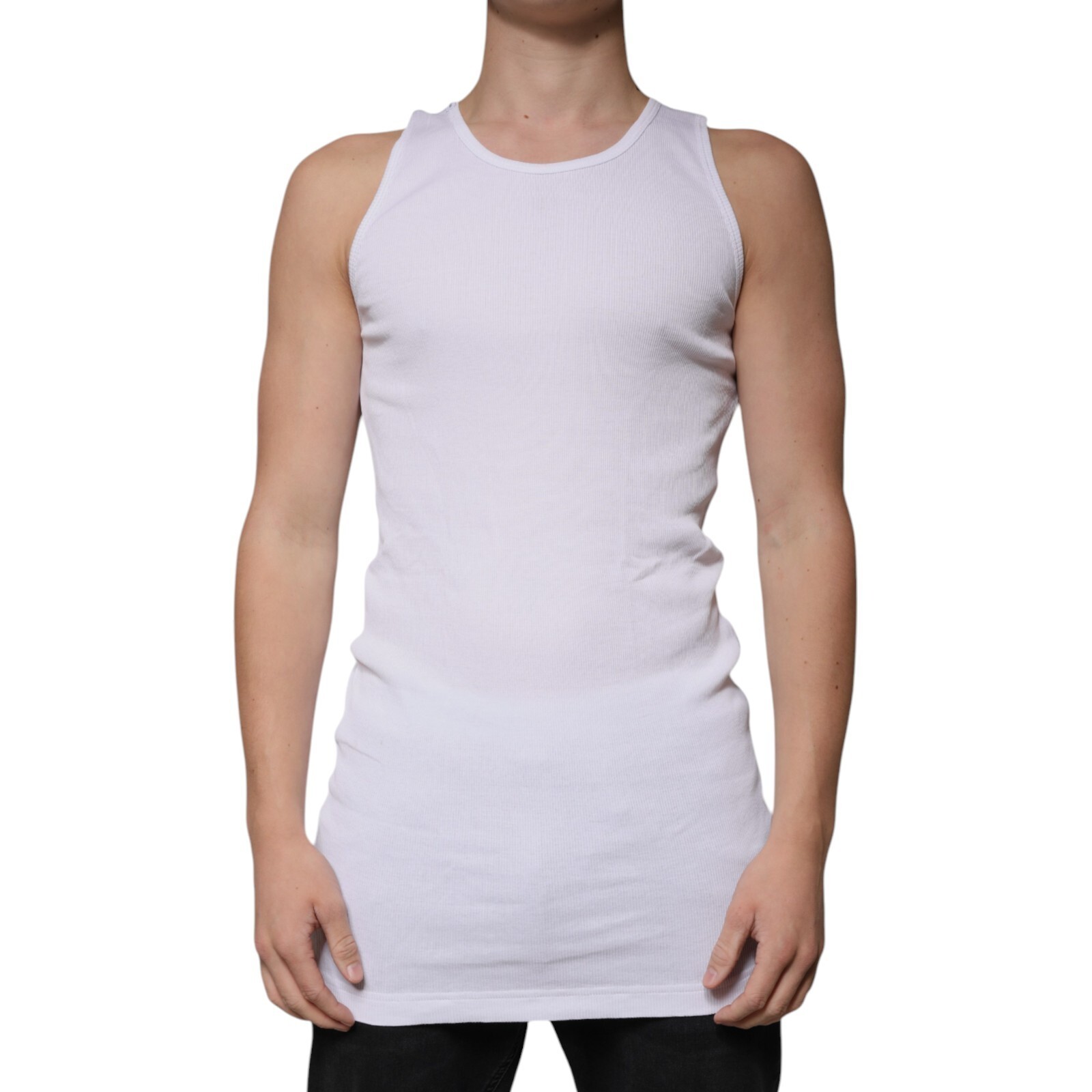 DOLCE & GABBANA T-shirt White Cotton Sleeveless Round Neck Tank Men IT52/US42/XL