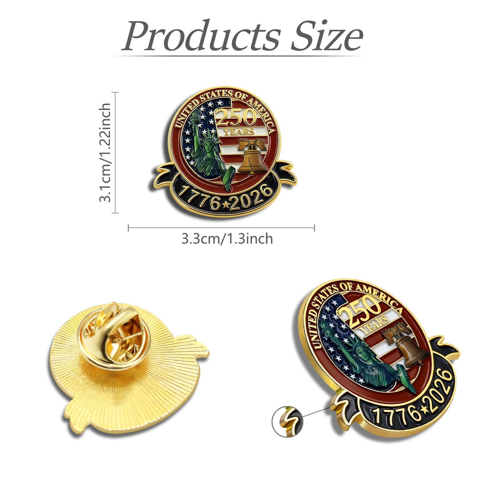 250 Anniversary USA Lapel Pin 10Pcs 1.3inch Enamel US Patriot Collectible Acc…