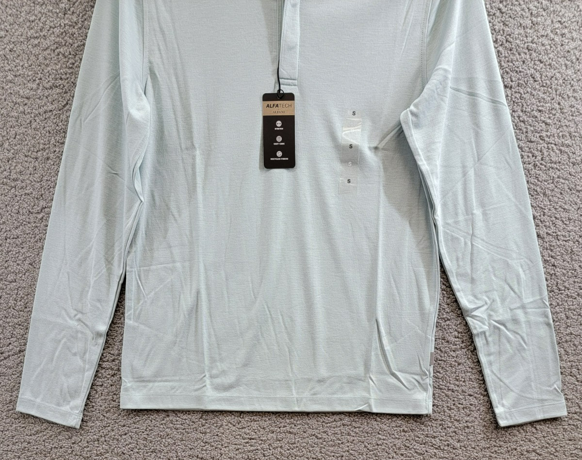 Alfani Alfatech Solid Henley Neck Shirt Men&rsquo;s S Cloud Blue Long Sleeve Pullover