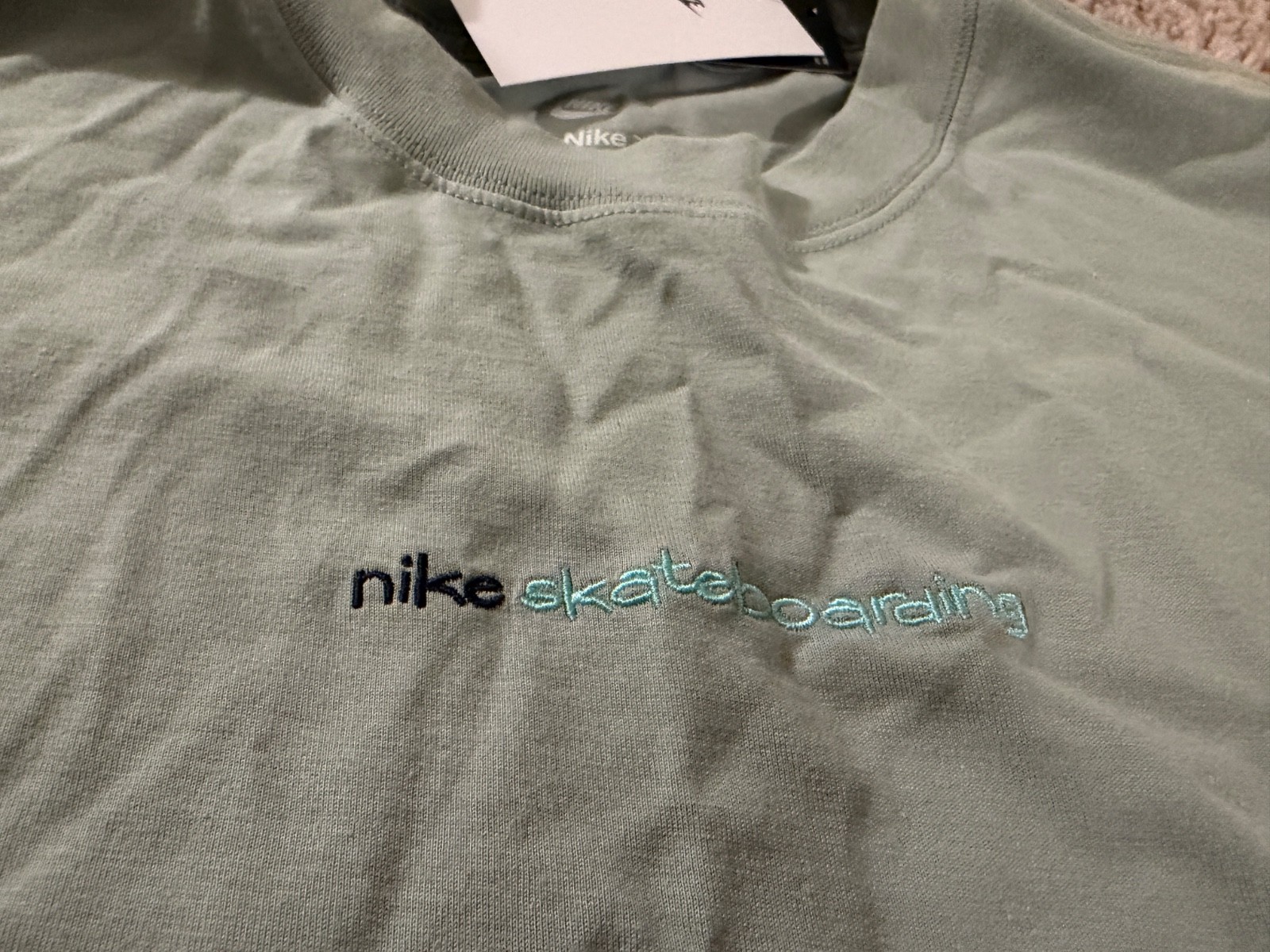 Nike SB Skate Board green aqua blue t shirt vintage swoosh rare classic LA NY XL