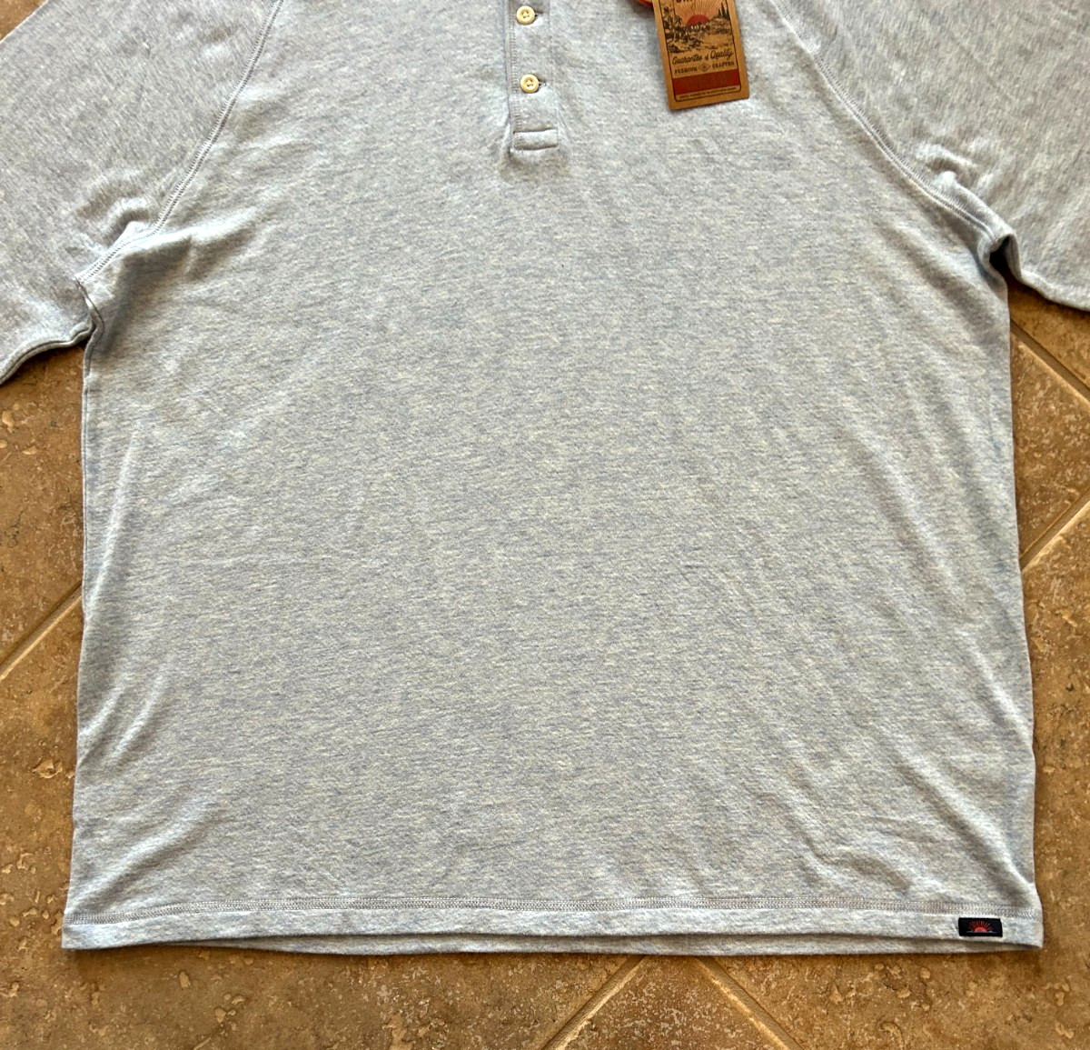 Faherty Cloud Henley T Shirt Mens XXL Light Blue Heather Long Sleeve $98 NWT