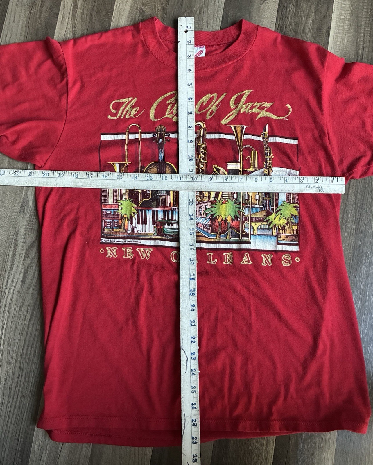 Vintage 1987 New Orleans Shirt City Of Jazz Festival Sax Bass Trombone Men’s XL