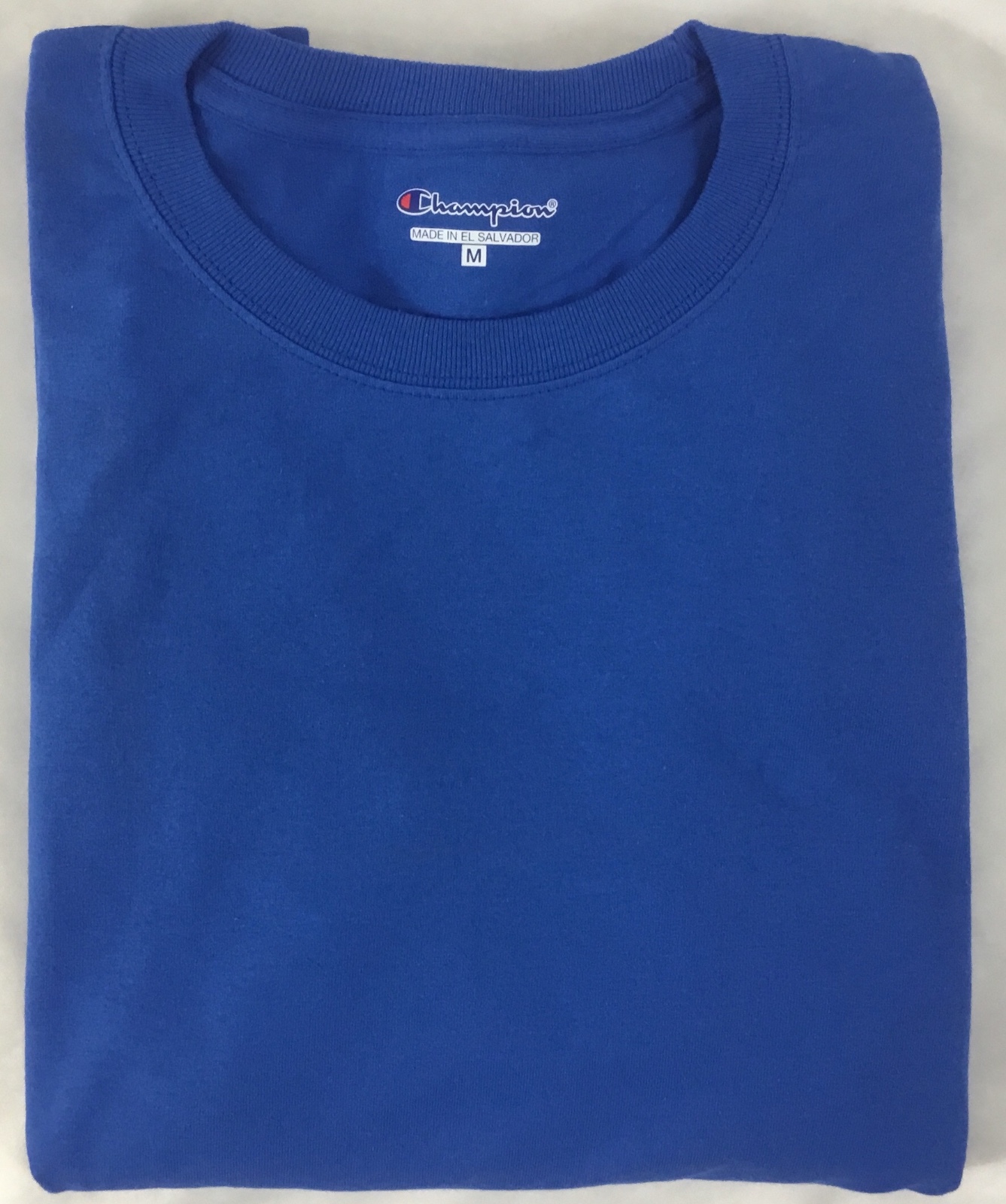 Champion Men ONE Long Sleeve Workout T-Shirt CC8C Ribbed Cuff Blue Size XL