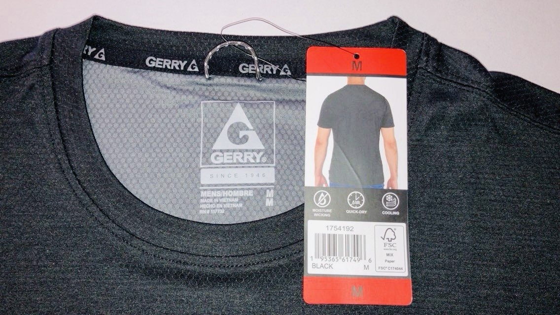 Gerry Cool Knit Tee Men’s Size Medium, Black Moisture Wicking Crewneck T-Shirt M