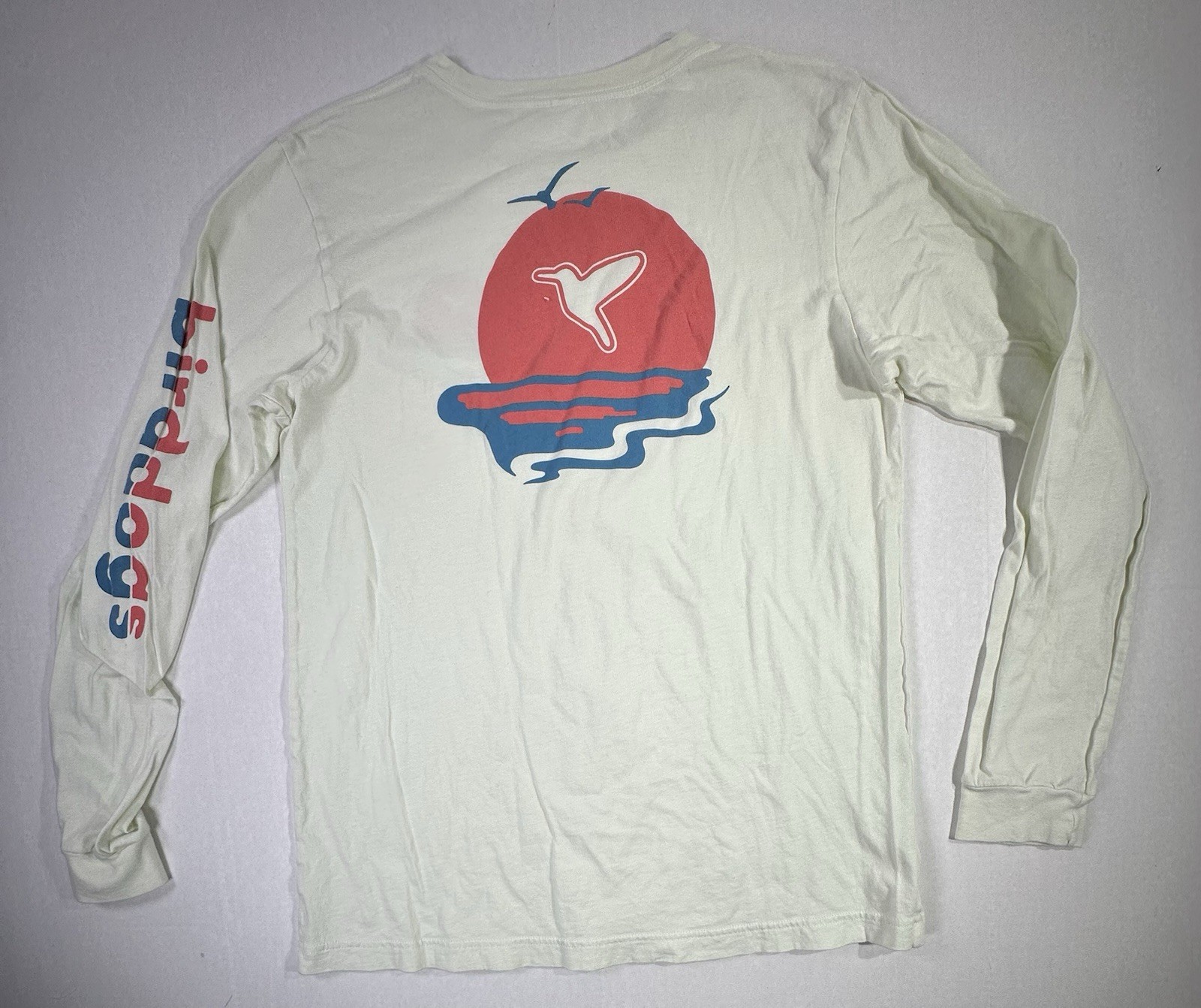 BirdDogs Long Sleeve Shirt White Whale Sun Graphic Logo Size M