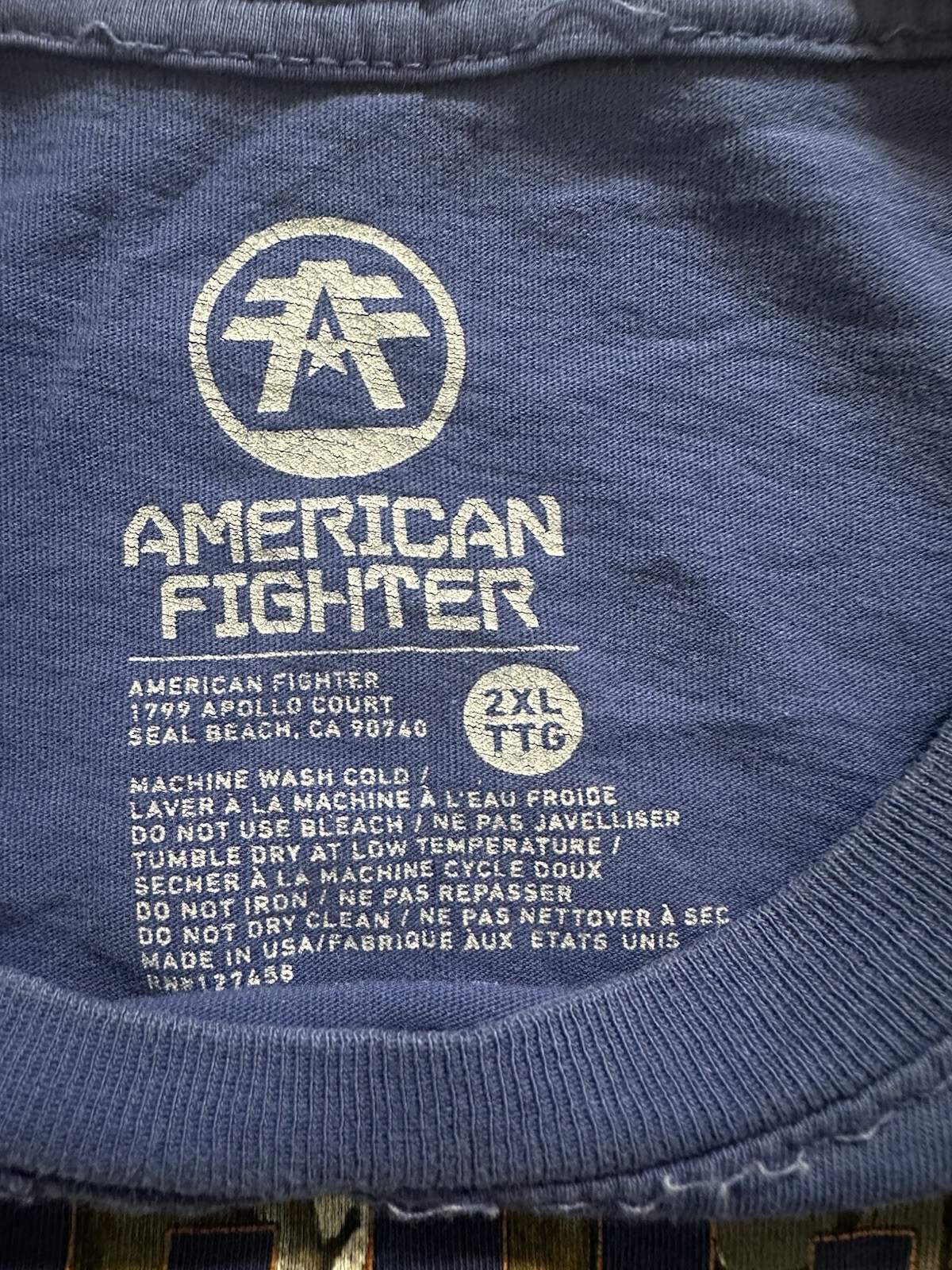 American Fighter Men&rsquo;s Blue Graphic Print Crew Neck Short Sleeve T-Shirt 2XL
