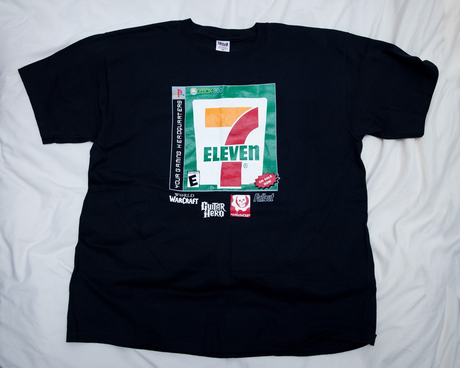 Vtg 7-Eleven Video Game Promo Shirt XL WoW Fallout Gears War Guitar Hero Xbox PS