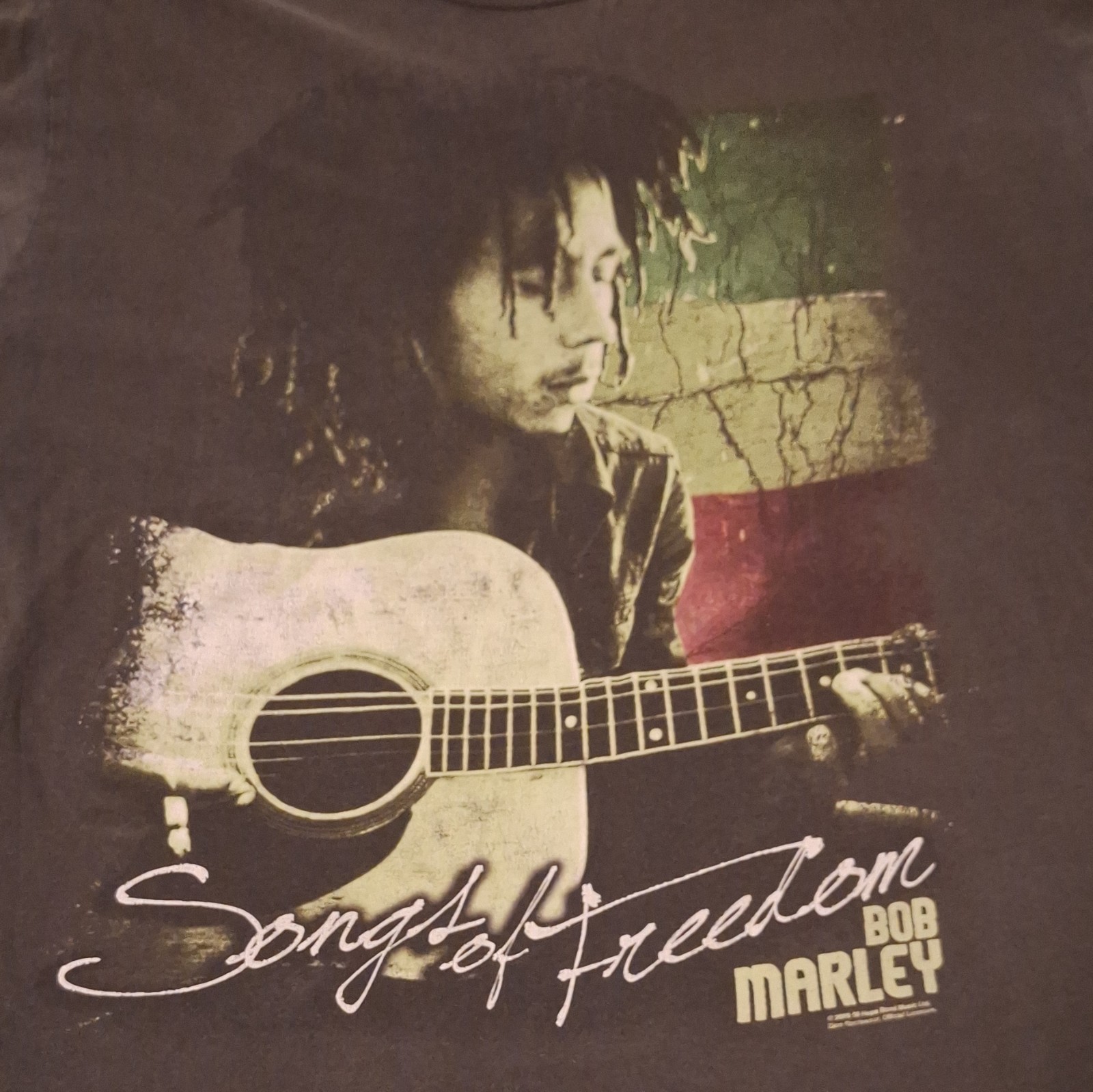 Bob Marley Song of Freedom 2XL Gray Graphic Print Crew Neck Short Sleeve Tee &rsquo;09