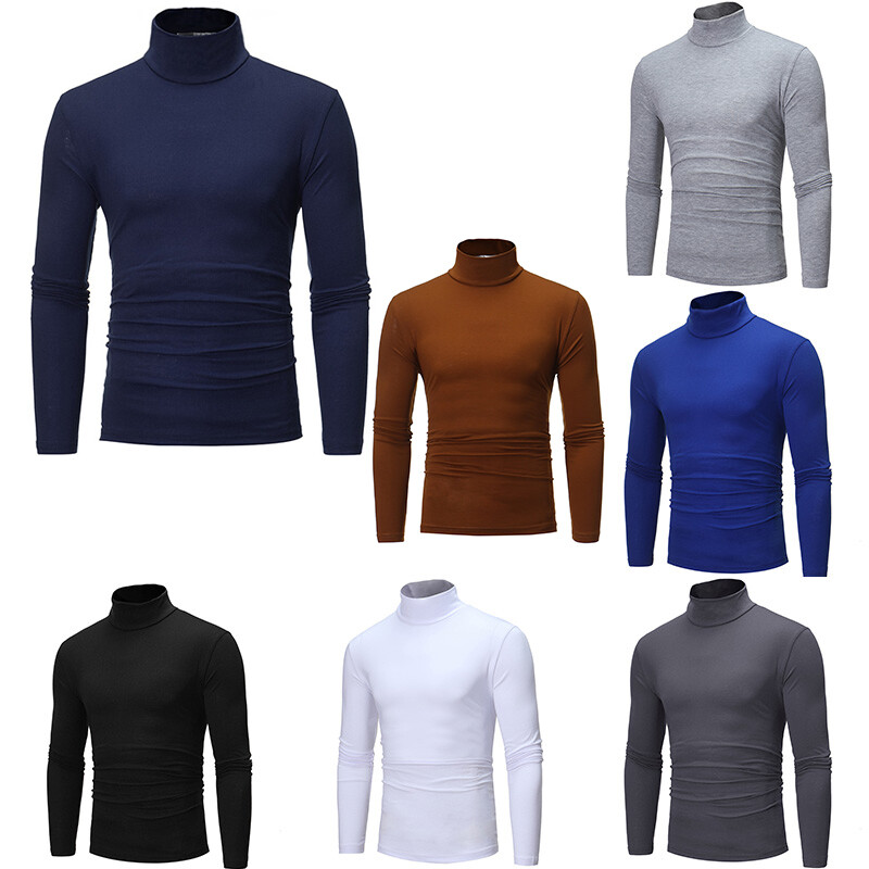 Men Tops Henley Shirts Knitted Top Knitwear Shirt Turtleneck Pullover Casual