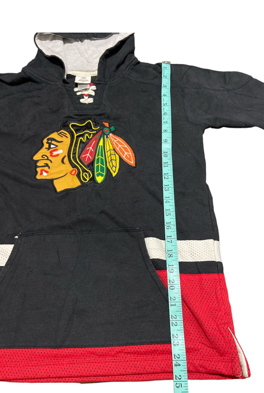 Chicago CCM Blackhawks Size L Youth Black Hoodie Pullover Sweatshirt NHL Hockey