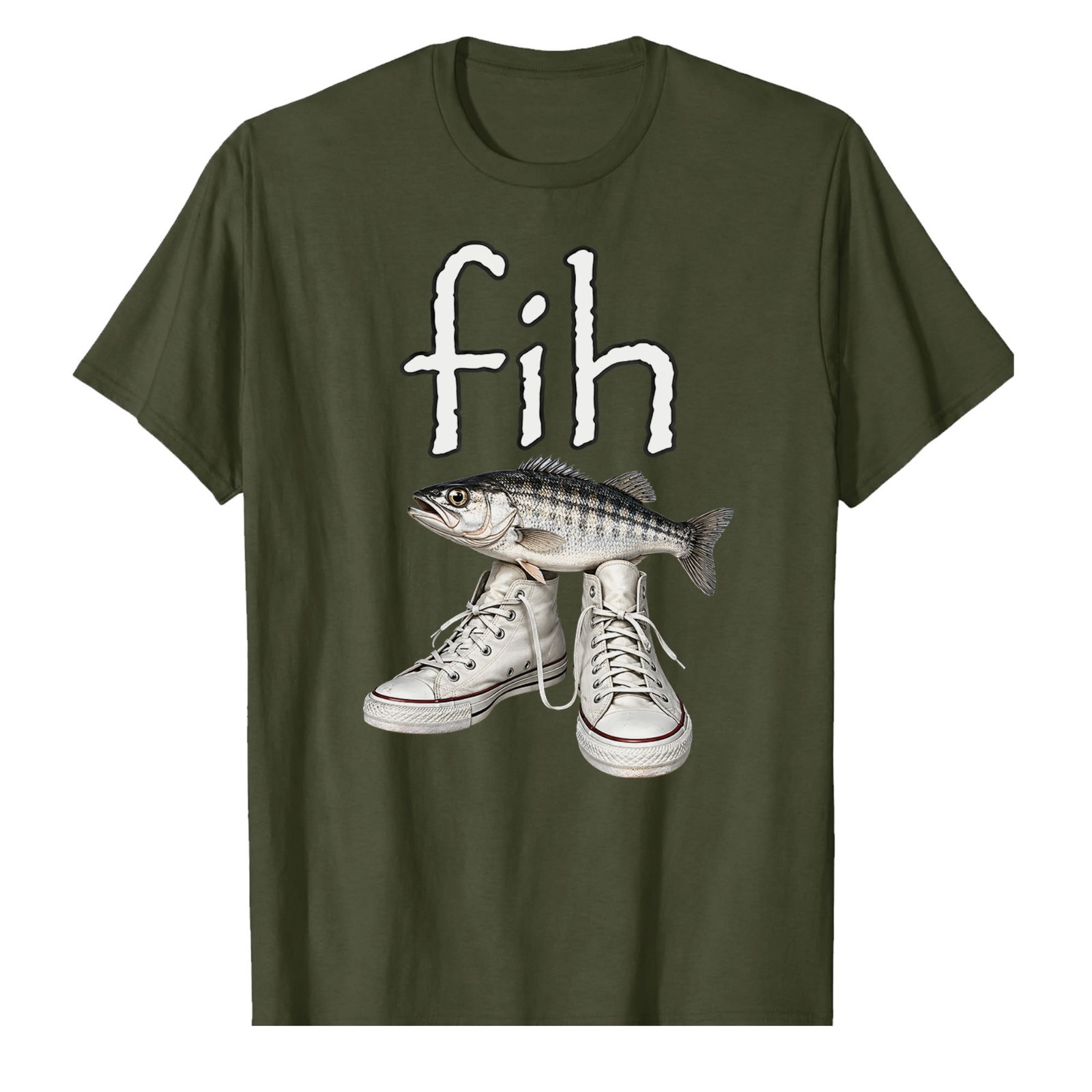 Shoes Fih Funny Misspelled Fish Meme T-Shirt Fisher Fisherman Fishing Bass Bait