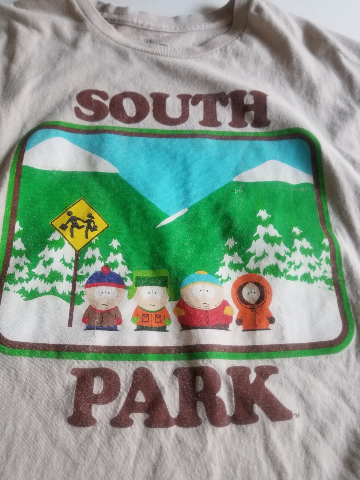 2XLARGE South Park Shirt Mens Beige Graphic Crewneck Tee 100% Cotton