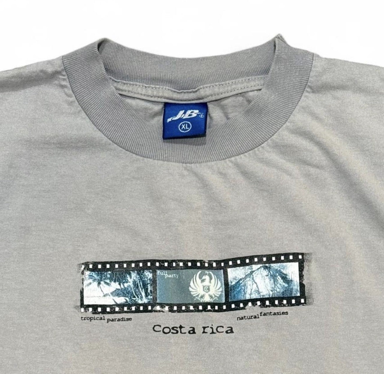 Y2K Vintage Costa Rica Surfer Tee – Faded Grey – Size XL